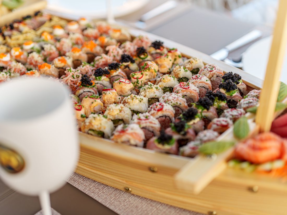 Private chef sushi service detail aboard